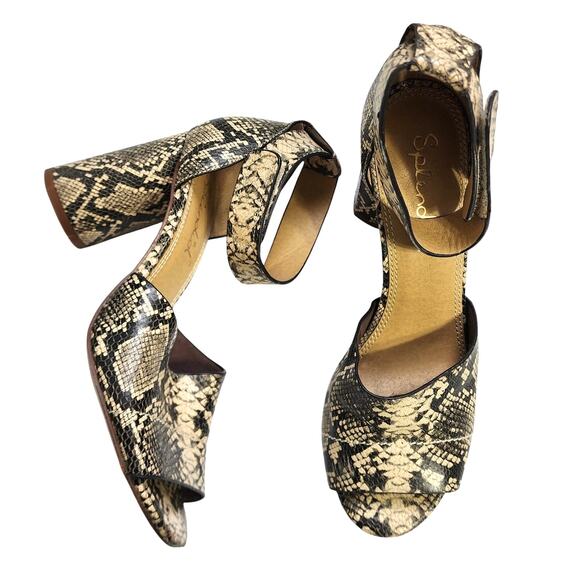 Splendid Womens Thandie Embossed Leather Ankle Strap Sandals Size 8 Snake Print - Picture 3 of 10